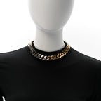 Saint Laurent Metal Curb Chain Necklace Gold Silver