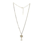 Chanel Crystal CC Flower Drop Necklace White