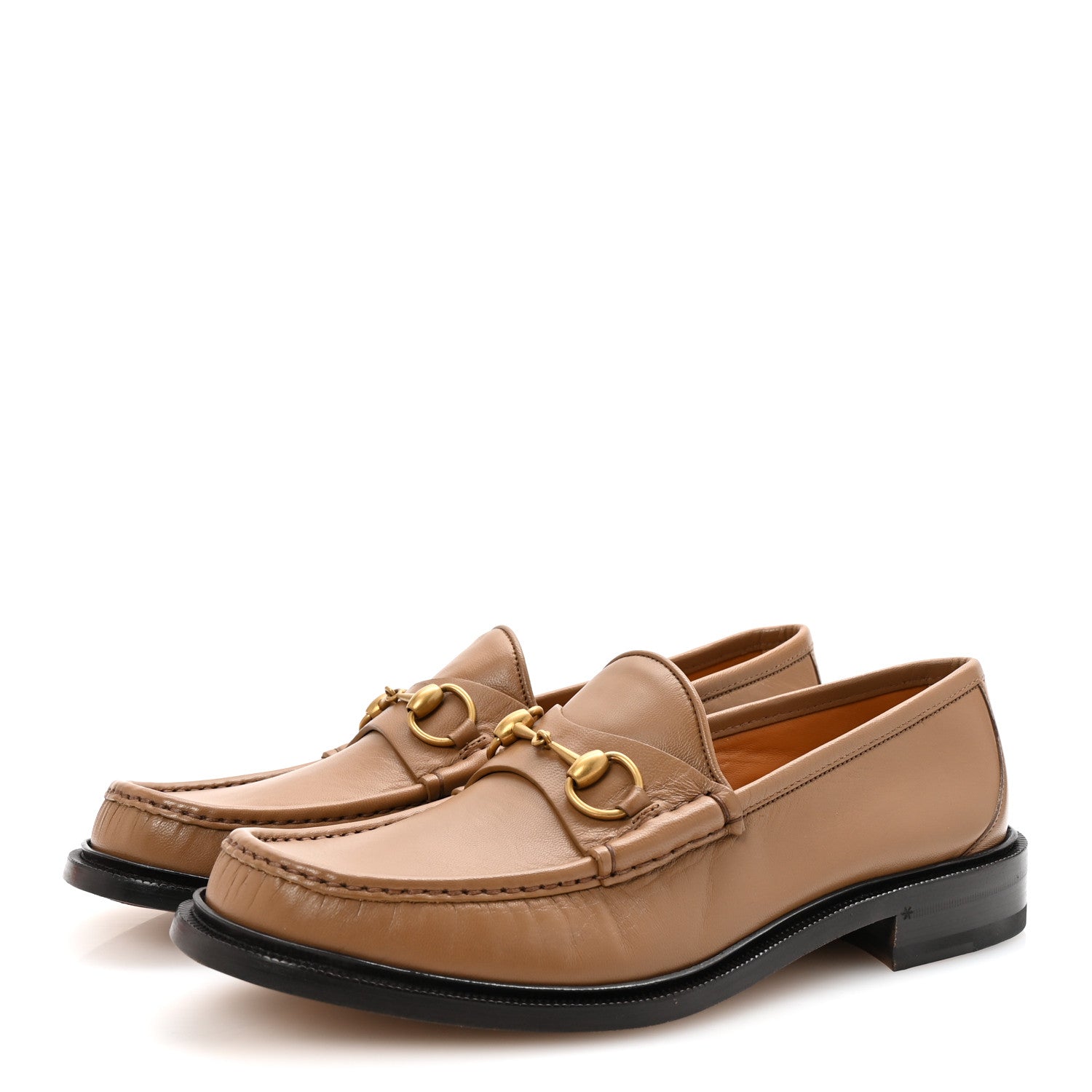 Gucci Mandala Goatskin Mens Horsebit Loafers 10 Friky Taupe
