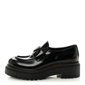 Prada Spazzolato Metal Triangle Logo 50mm Loafers 39 Black