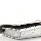 Balenciaga Metallic Calfskin Quilted Crush Wallet On Chain Silver