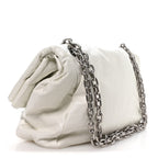 Balenciaga Arena Calfskin Nylon Medium Monaco Chain Shoulder Bag Optic White