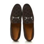 Gucci Luxury Suede GG Monogram Horsebit Mens Jordy Loafers 9 Night Cocoa