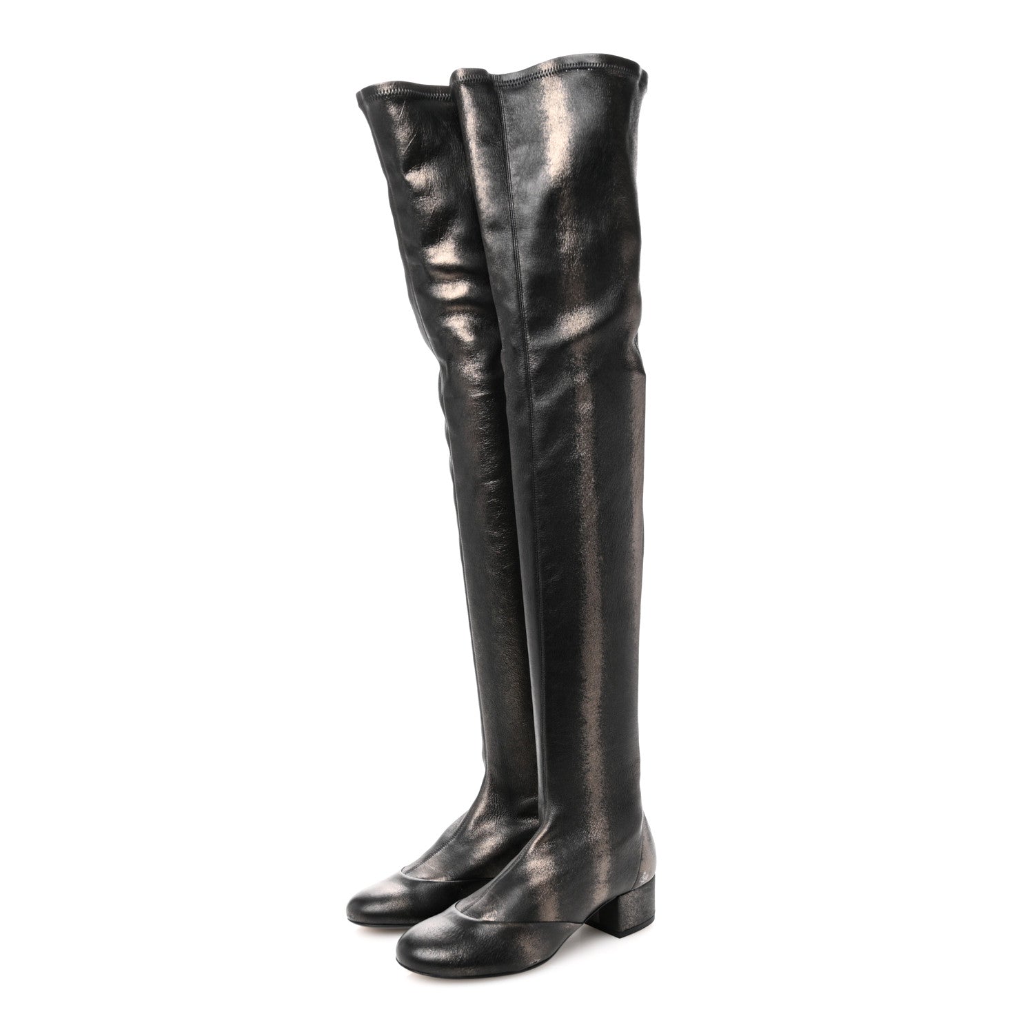 Chanel Metallic Lambskin Star Fantasy High Boots 36.5 Dark Grey