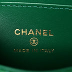 Chanel Shiny Aged Calfskin Quilted Mini Nano Kelly Shopper Green