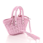 Balenciaga Faux Calfskin Braided Varnished XXS Bistro Basket Candy Pink