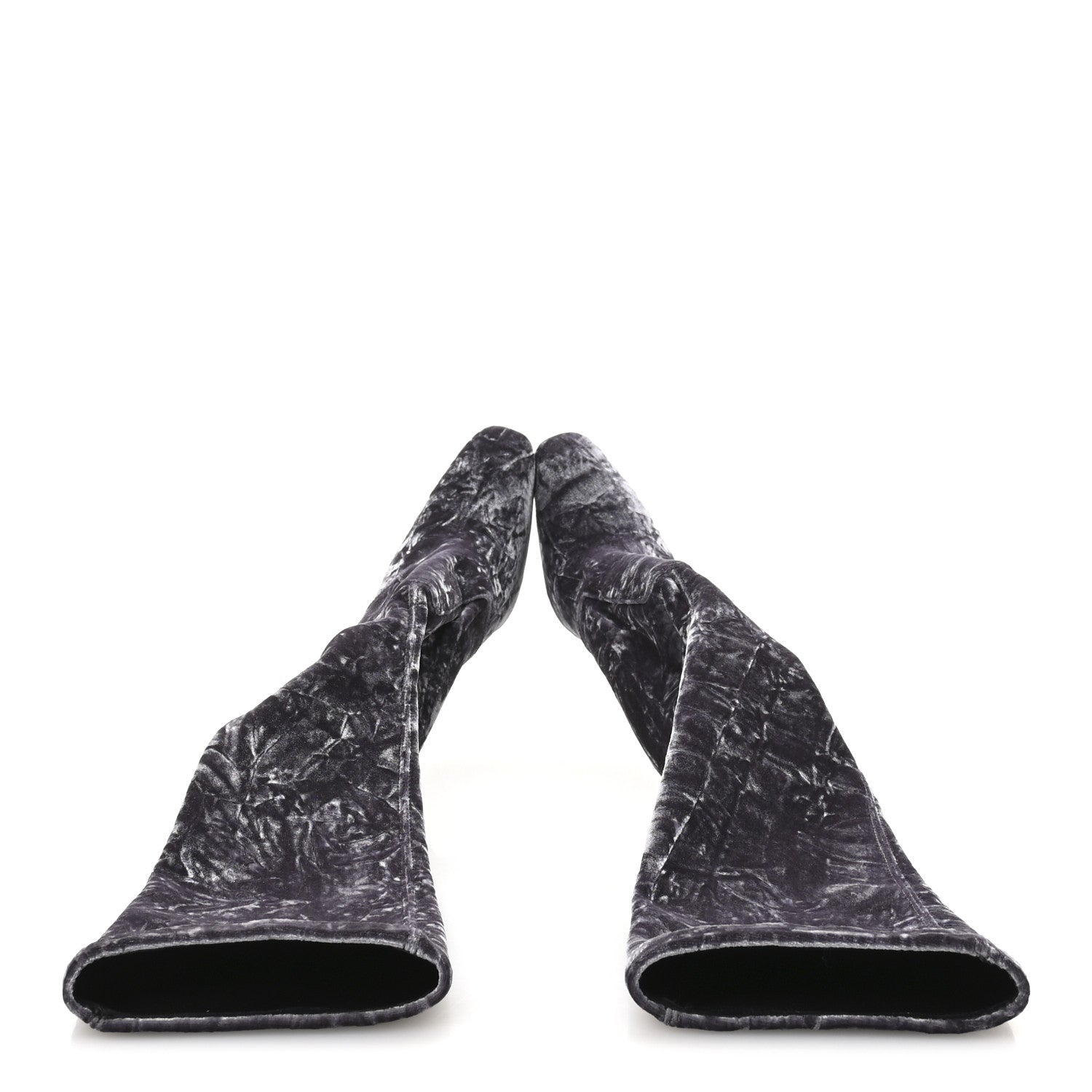 Saint Laurent Velvet Ella Knee High Boots 37.5 Cool Grey