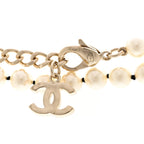 Chanel Pearl Crystal Lambskin CC Long Necklace Gold Black