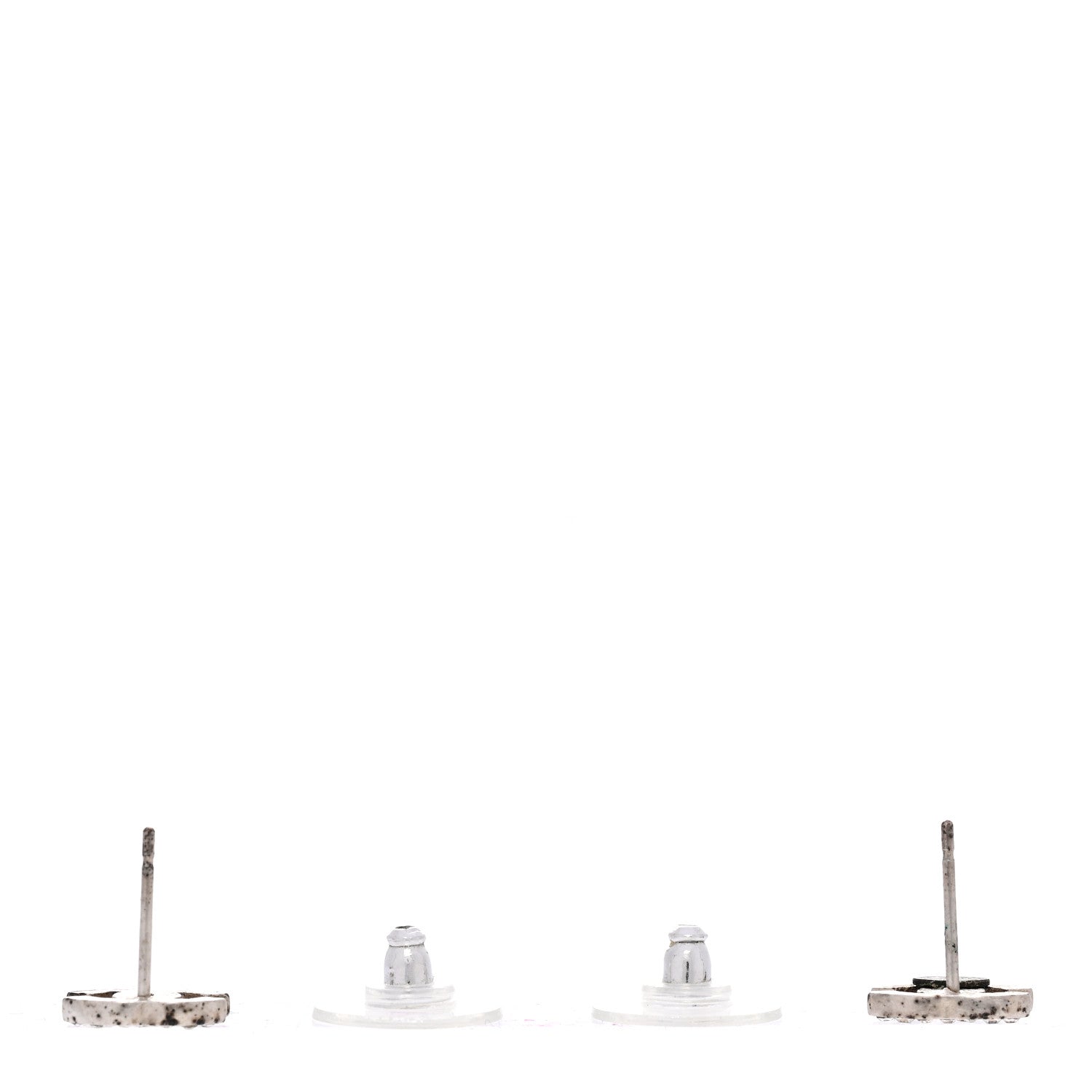 Chanel Crystal Mini CC Earrings Silver