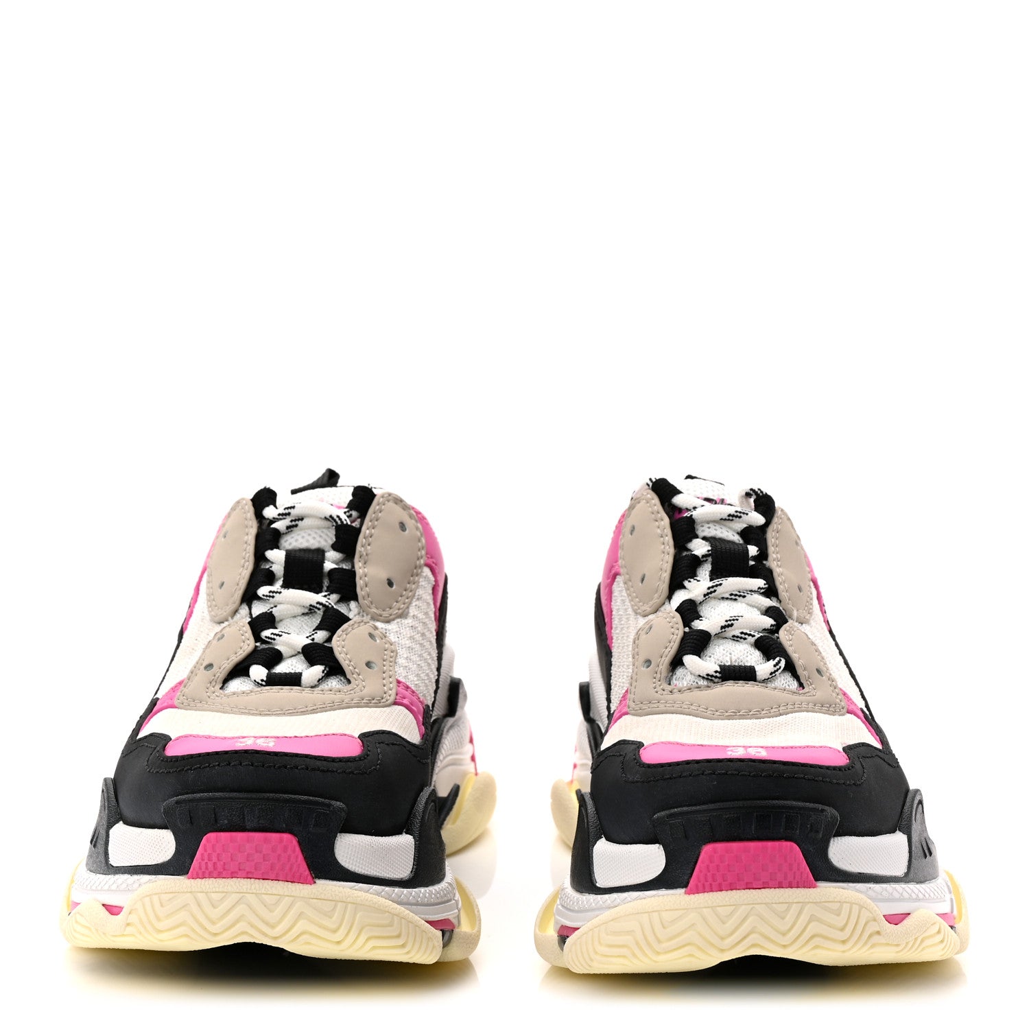 Balenciaga Fabric Mesh Womens Triple S Mule Sneakers 36 White Pink Black