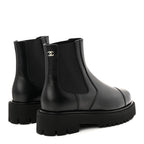 Chanel Calfskin Cap Toe CC Short Boots 39.5 Black