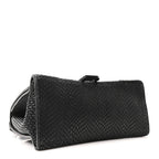 Balenciaga Matte Calfskin Snake Embossed Tonal B Small Hourglass Top Handle Bag Black