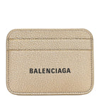Balenciaga Grained Calfskin Logo Cash Rounded Card Holder Gold Black