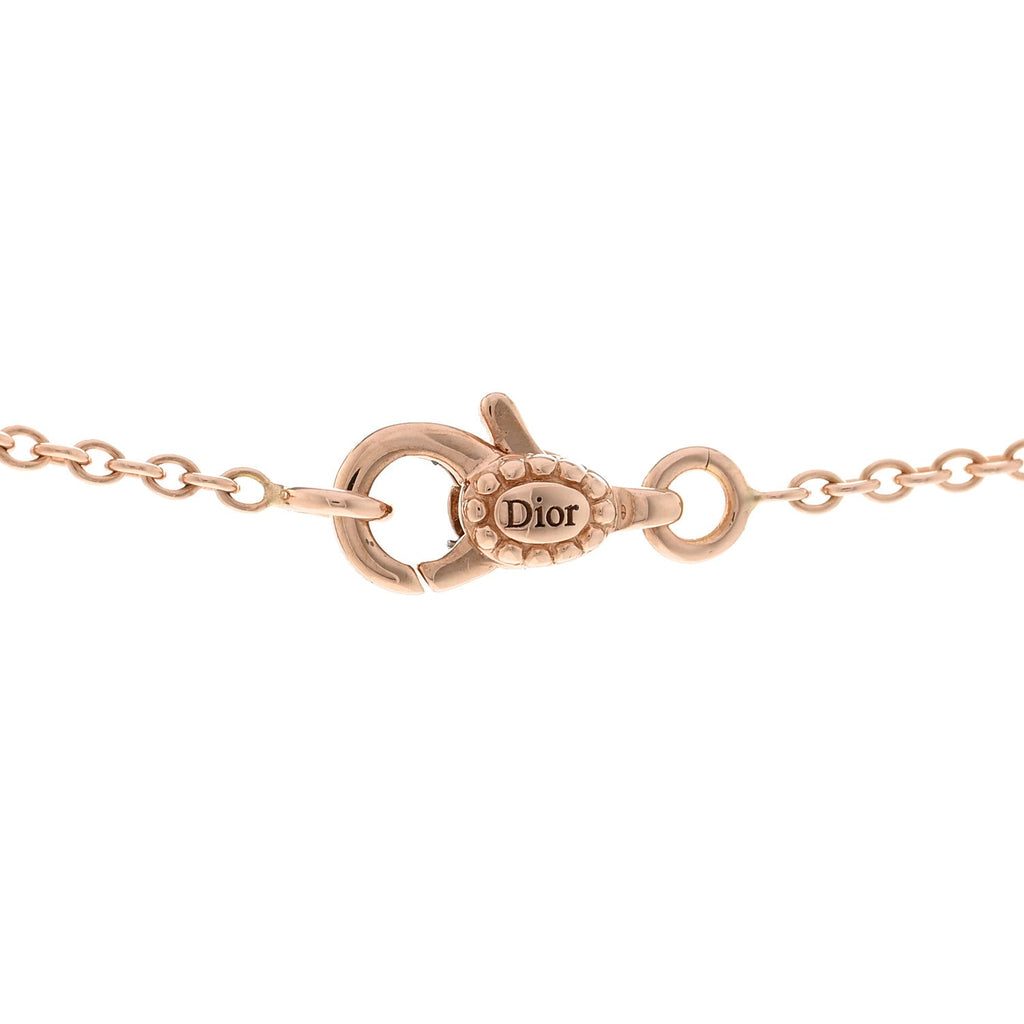 Christian Dior 18K Rose Gold Diamond Small Rose Couture Pave Pendant Necklace