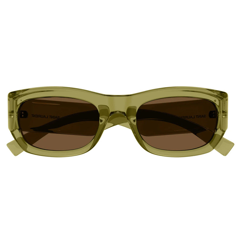 Saint Laurent Sunglasses Rectangle Full Rim, Transparent Brown Frame and Brown Lens SL713003