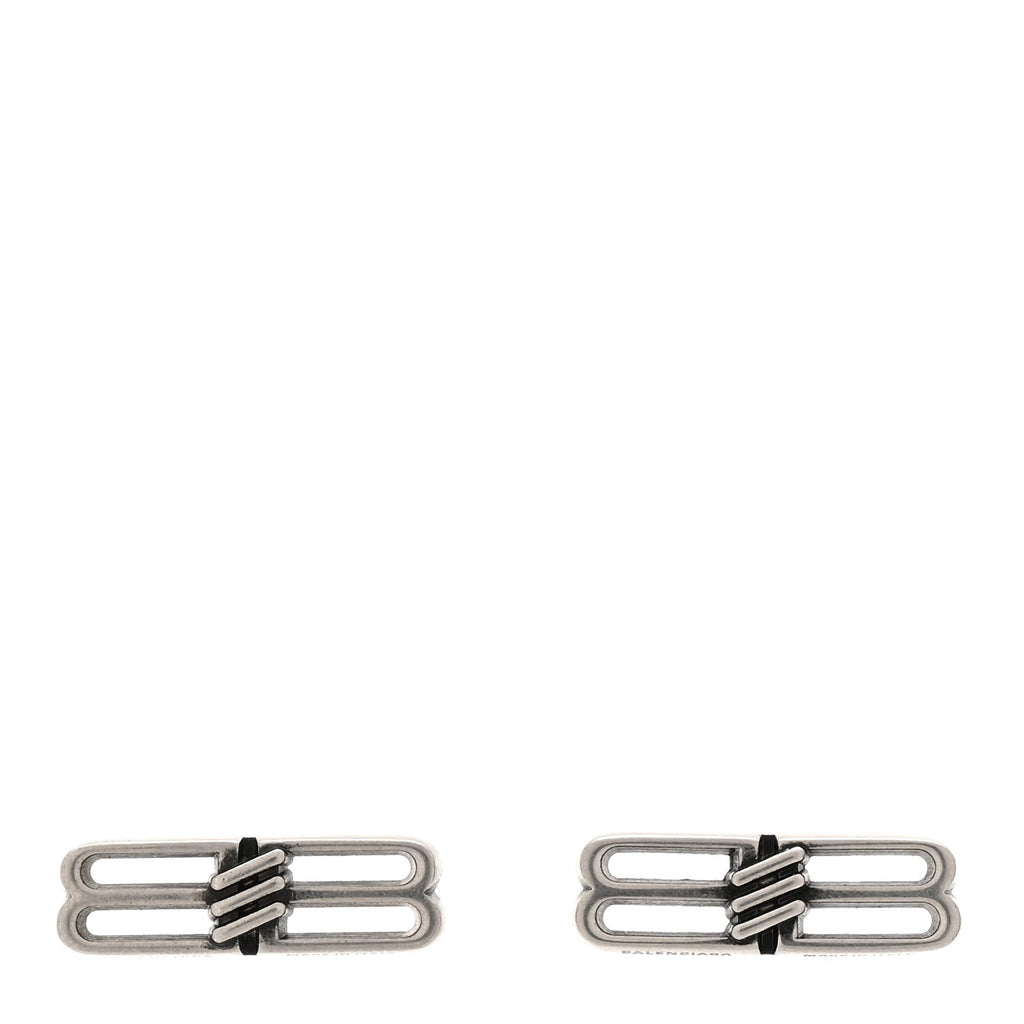 Balenciaga Metal BB Icon Earrings Silver