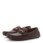 Gucci Soft Clove Calfskin Web Mens Horsebit Driver Loafers 7.5 Cocoa