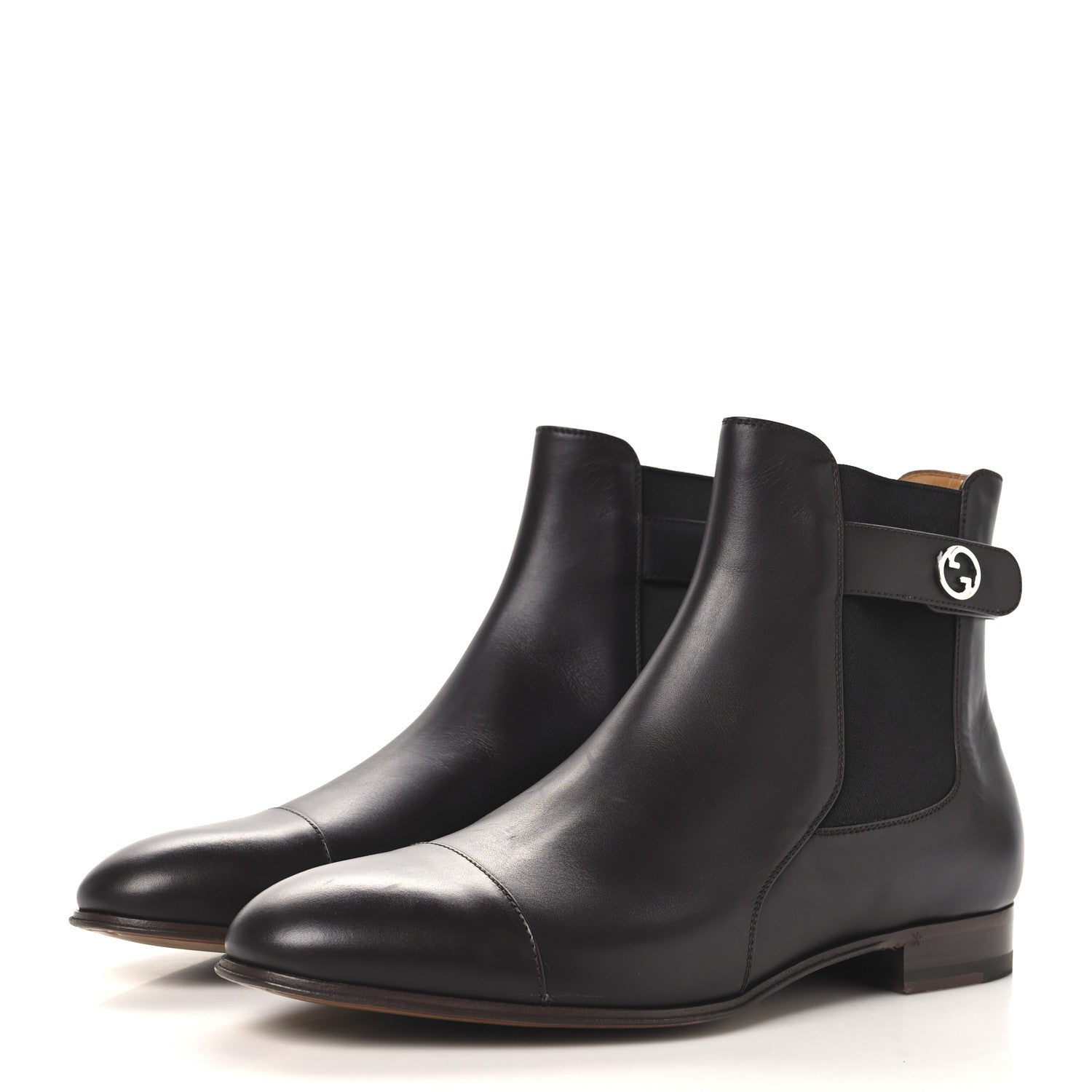 Gucci Calfskin Mens Blondie Chelsea Ankle Boots 8 Cocoa