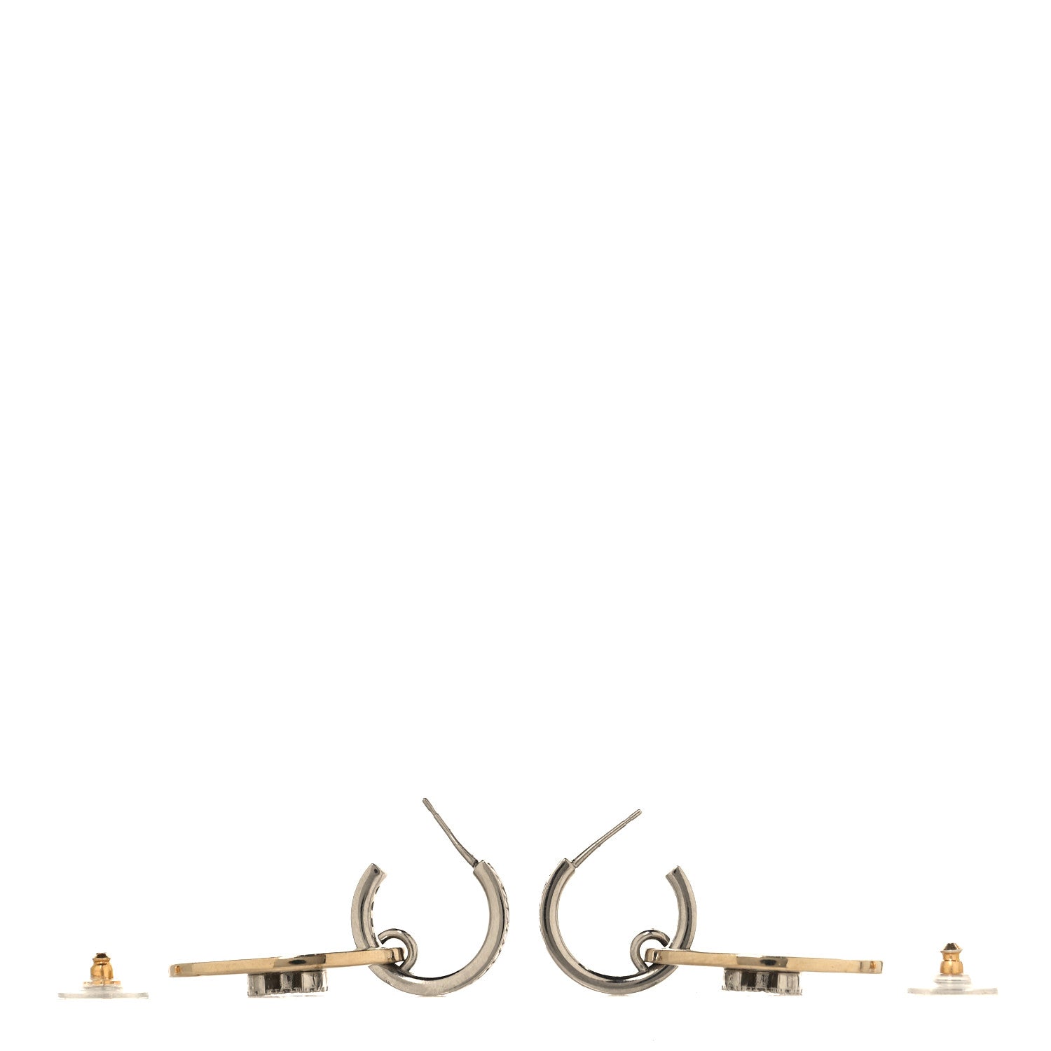 Chanel Crystal CC Tag Drop Earrings Gold