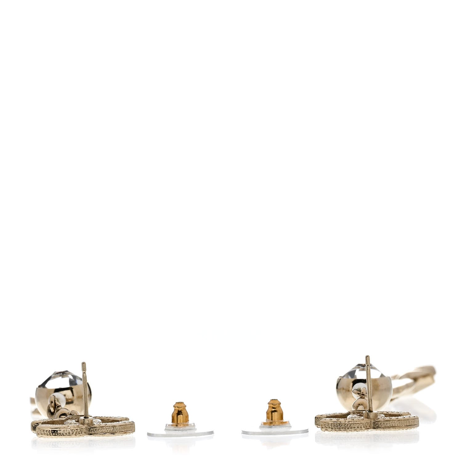 Chanel Crystal Pearl CC Charms Drop Earrings Gold