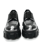 Prada Spazzolato Rois Sfumato Monolith 55mm Derby Loafers 5.5 Black Argento