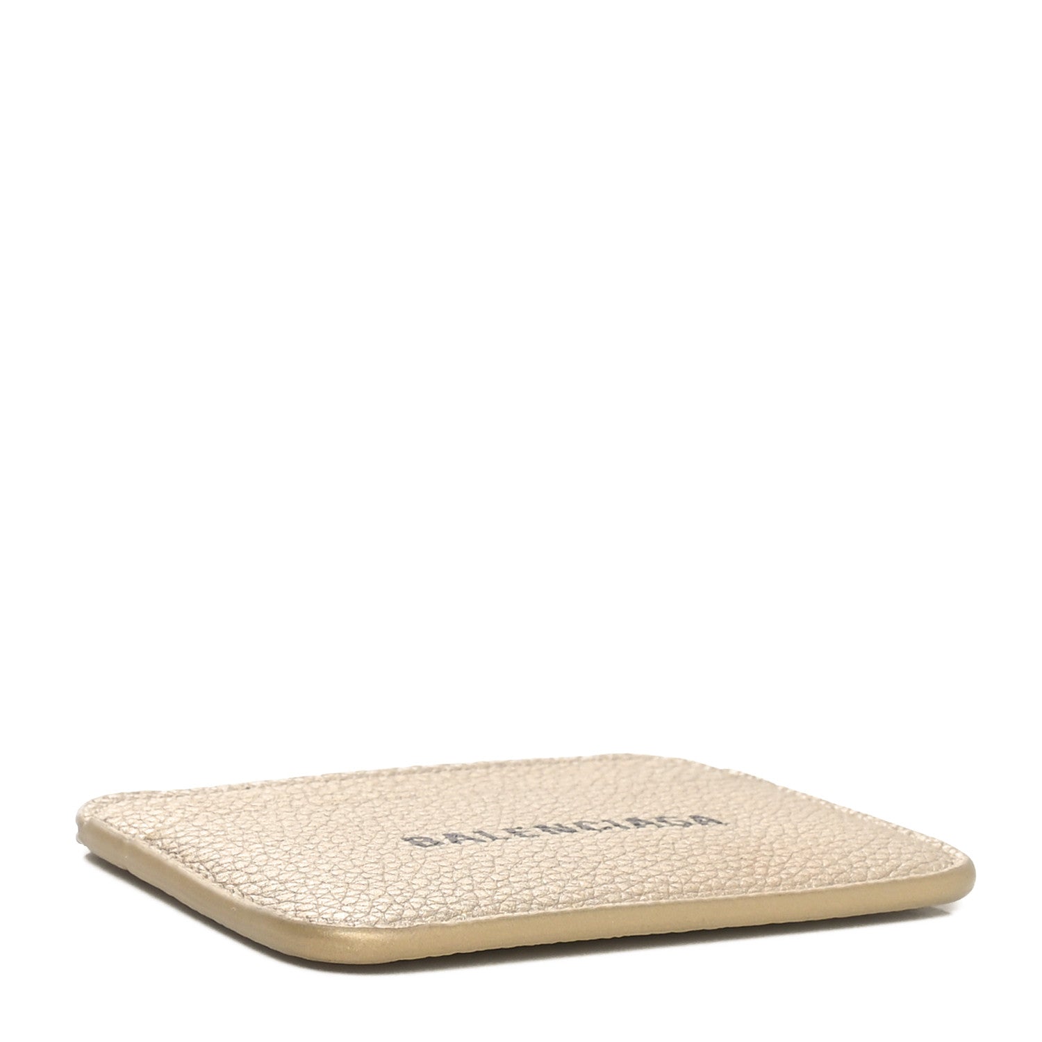 Balenciaga Grained Calfskin Logo Cash Rounded Card Holder Gold Black