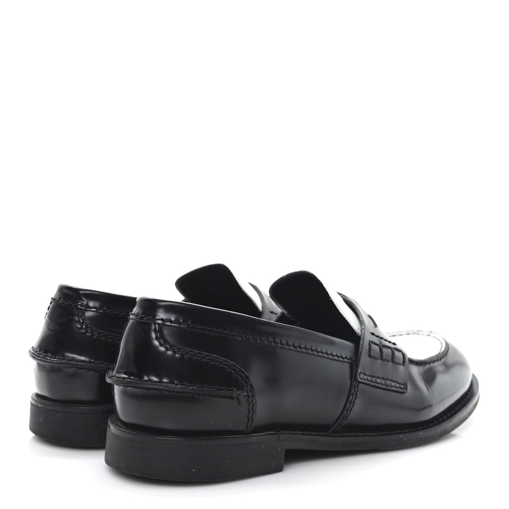 Miu Miu Spazzolato Penny Loafer 39 Black White