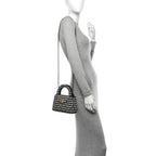 Chanel Tweed Houndstooth Quilted Nano Kelly Shopper Black White