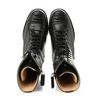 Chanel Calfskin Lace Up Combat Boots 37.5 Black