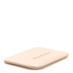 Balenciaga Grained Calfskin Logo Cash Rounded Card Holder Beige