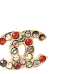 Chanel Metal Crystal CC Earrings Gold Multicolor