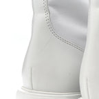 Prada Spazzolato Rois Re-Nylon Metal Triangle Logo Monolith Pouch Pocket 55mm Boots 40.5 White