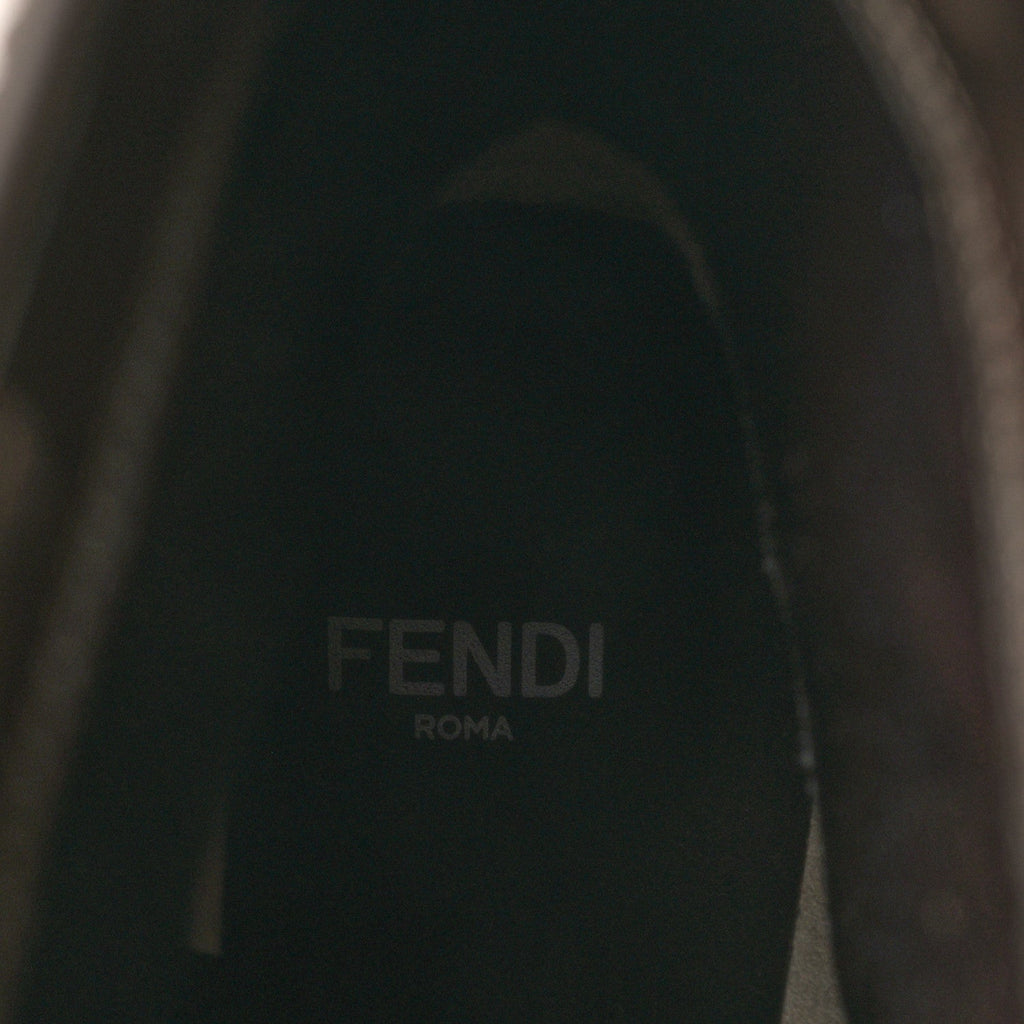 Fendi Glazed Fabric FF 1974 Cutwalk Ankle Boots 36 Mogano Panna