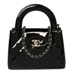Chanel Mirror Calfskin Quilted Nano Kelly Shopper Black