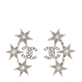 Chanel Crystal Star CC Earrings Silver