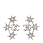 Chanel Crystal Star CC Earrings Silver