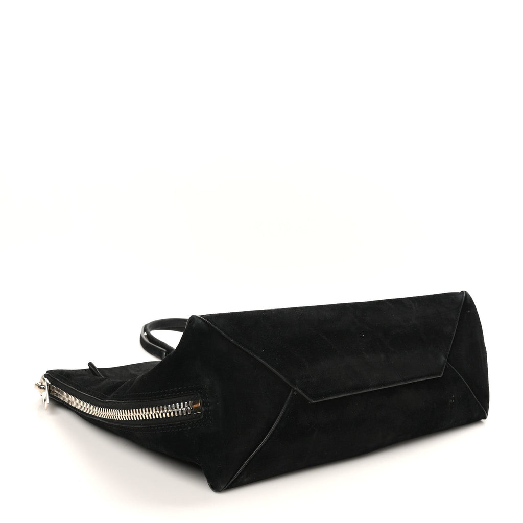 Balenciaga Daim Suede Plate Hardware Papier A6 Zip Around Tote Black