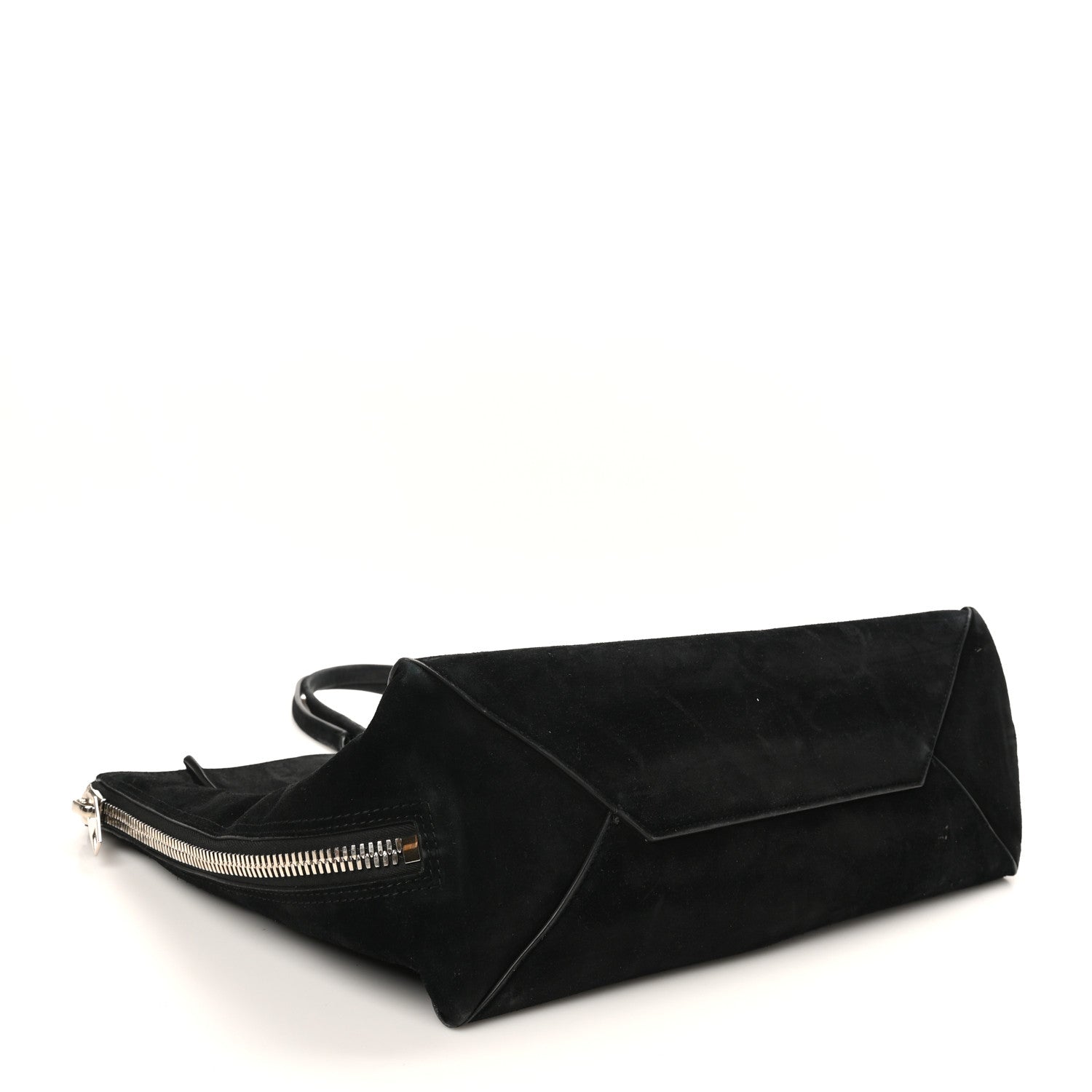 Balenciaga Daim Suede Plate Hardware Papier A6 Zip Around Tote Black