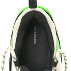 Balenciaga Fabric Mesh Womens Triple S Sneakers 37 White Green Fluo Black