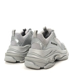 Balenciaga Metallic Fabric Mesh Womens Triple S Sneakers 39 Silver