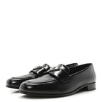 Prada Brushed Calfskin Metal Triangle Logo 20mm Loafers 36.5 Black