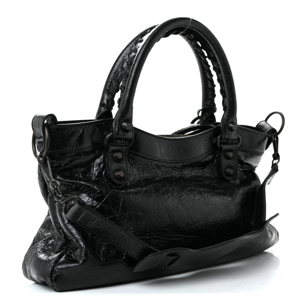 Balenciaga Agneau Arena Classic Hardware Le City First Bag Black