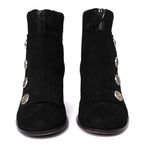 Chanel Suede Calfskin Knit Button Ankle Boots 36.5 Black