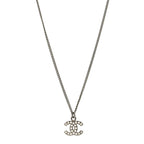 Chanel Crystal Timeless CC Necklace Silver