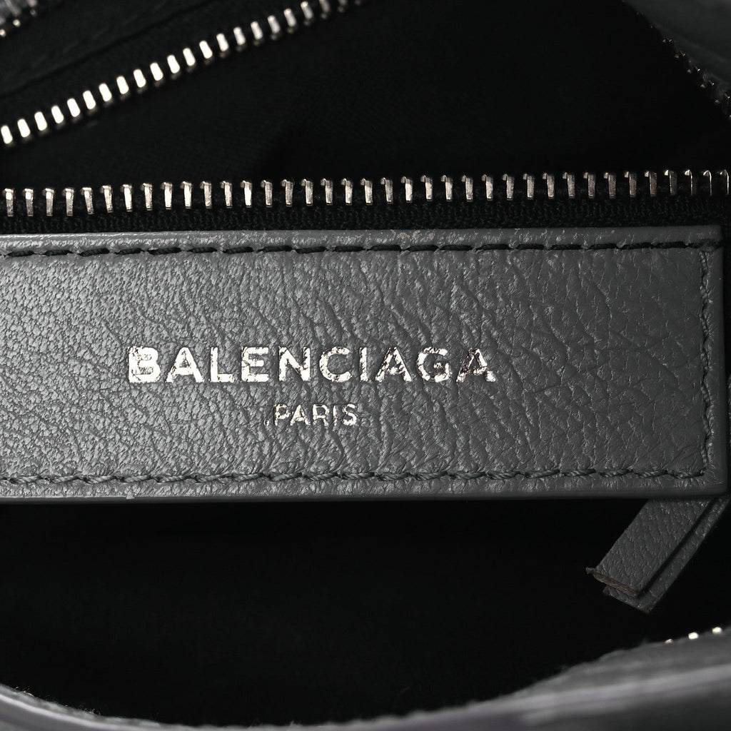 Balenciaga Chevre Silver Metallic Edge Hardware Mini City Bleu Acier