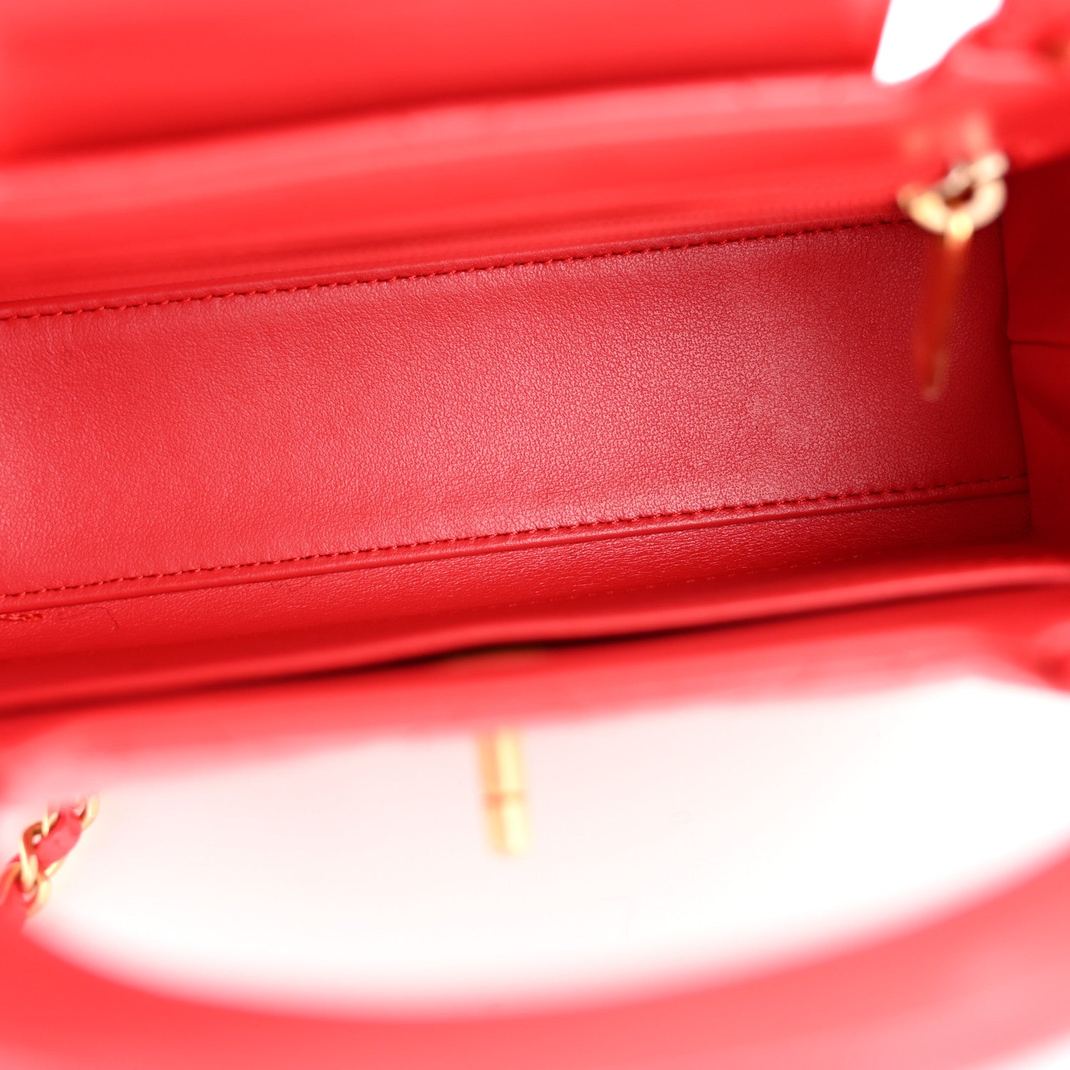 Chanel Shiny Aged Calfskin Quilted Nano Kelly Shopper Red