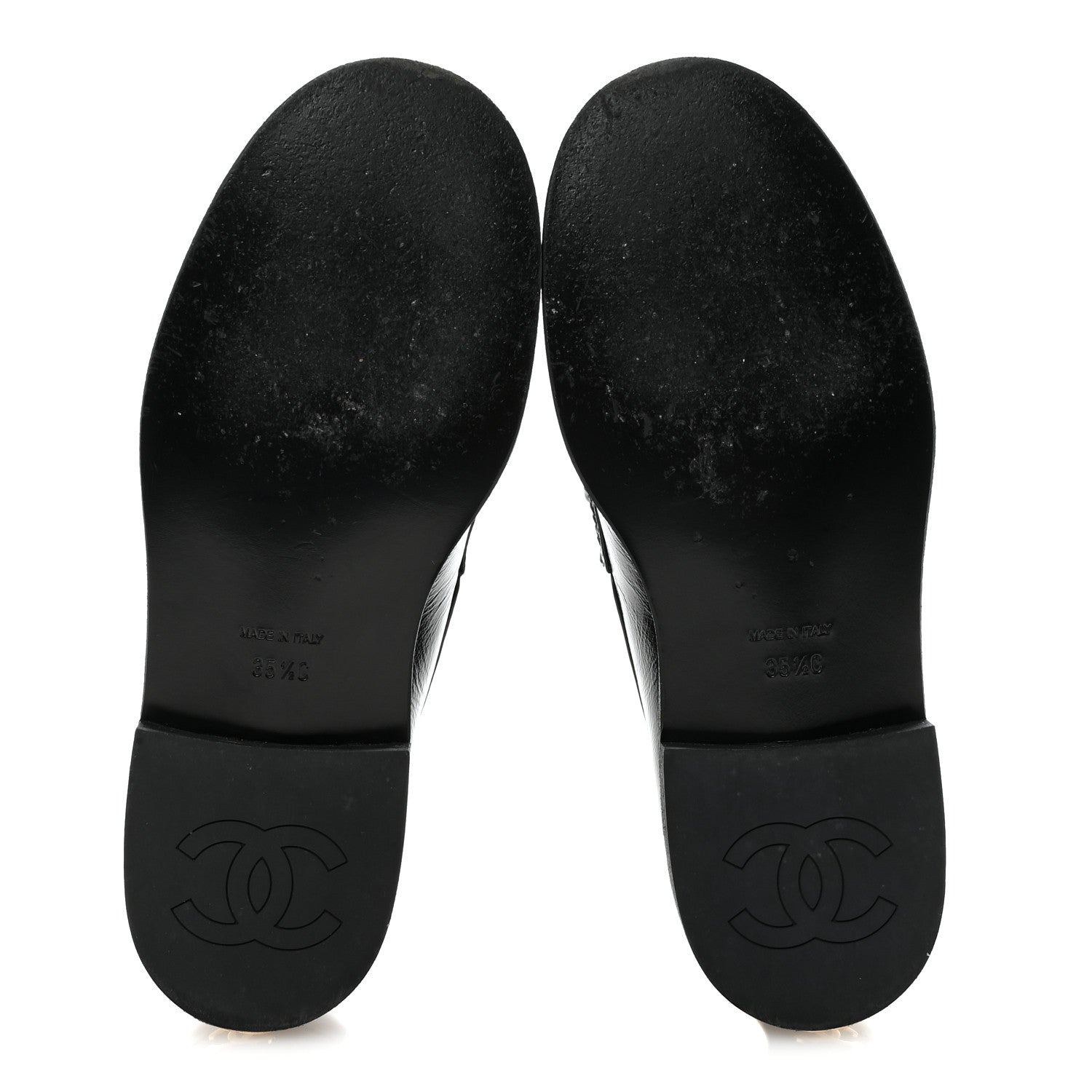 Chanel Calfskin Enamel Charms Mocassin Loafers 35.5 Black