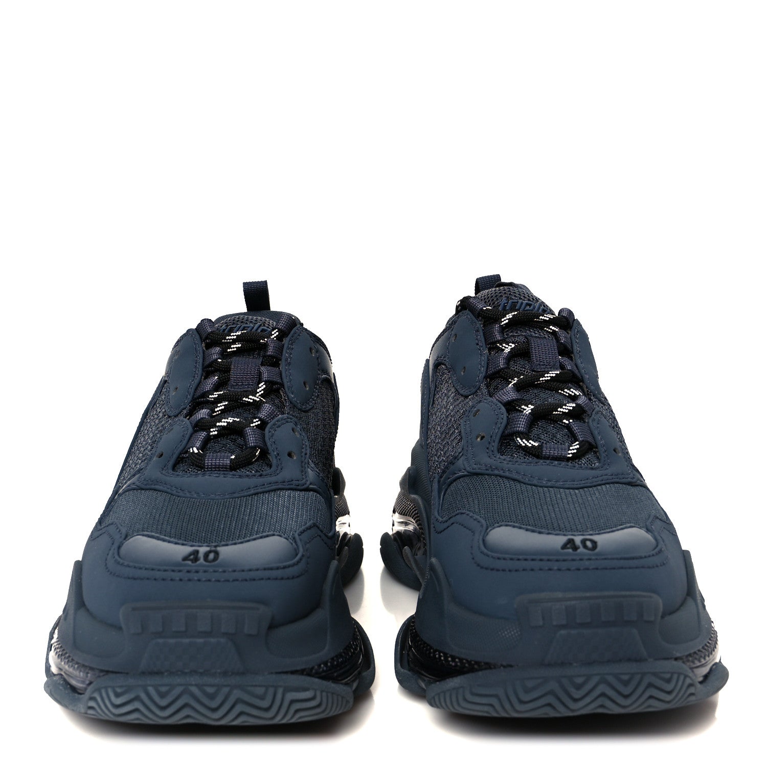 Balenciaga Fabric Mesh Clear Sole Fluo Mens Triple S Sneakers 40 Ombre Blue