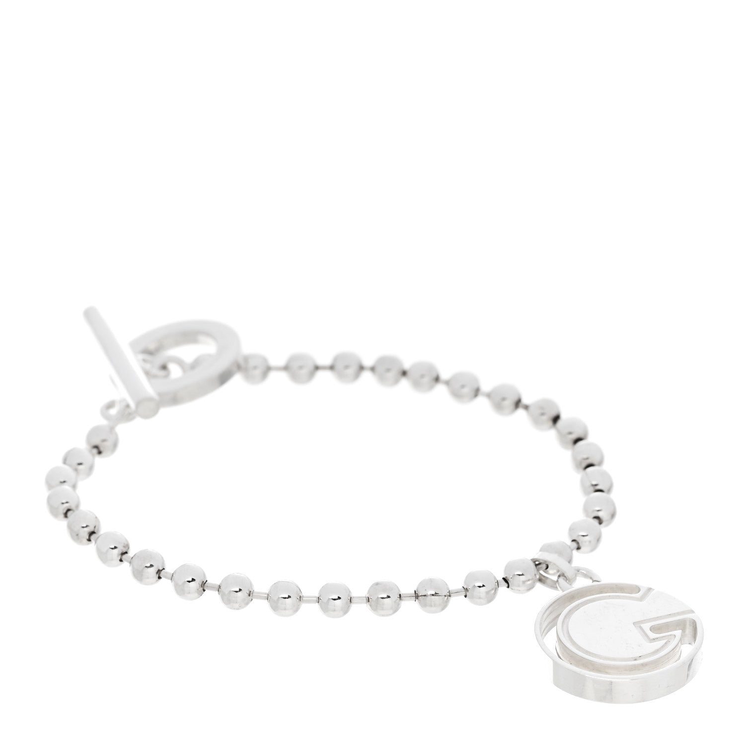 Gucci Sterling Silver Boule Bead Charm Toggle Bracelet