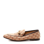 Gucci Canvas GG Monogram Horsebit Mens Jordaan Loafers 9.5 Beige Ruggine Light Brown
